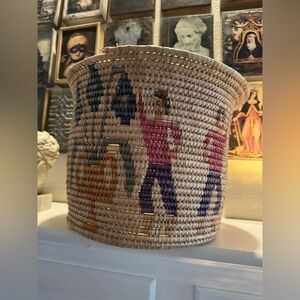Handcrafted Multicolor Pictorial Woven Basket with‎ Geometric Patterns